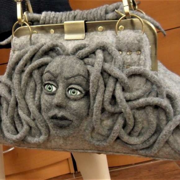 UNIQUE LARGE FELTED BAG RARE GIFT FOR WOMEN - Picture 8 of 14
